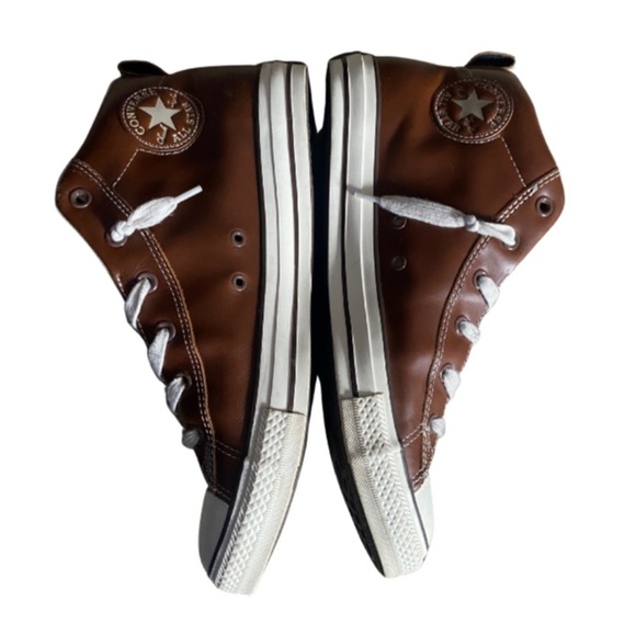Converse Brown Leather Men’s High-Tops Sneakers with Cream Trim Size 11.5 - Picture 5 of 9